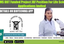 SGPGIMS DBT Funded Project JRF Position For Life Sciences, Applications Invited SGPGIMS Jobs 2022