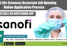 Sanofi Life Sciences Associate Job Opening, Online Application Process Sanofi Life Sciences Associate