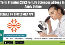 Short Term Training 2022 For Life Sciences at Bose Institute, Apply Online Short Term Training 2022