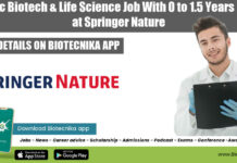 MSc Biotech & Life Science Job With 0 to 1.5 Years Exp at Springer Nature Springer Nature Job 2022