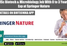 MSc Biotech & Microbiology Job With 0 to 3 Years Exp at Springer Nature Springer Nature Vacancy 2022