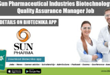 Sun Pharmaceutical Industries Biotechnology Quality Assurance Manager Job Sun Pharma Jobs