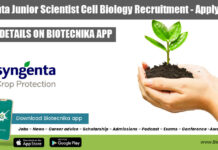 Syngenta Junior Scientist Cell Biology Recruitment – Apply Online Syngenta Junior Scientist Cell