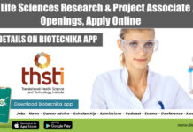THSTI Life Sciences Research & Project Associate Job Openings, Apply Online THSTI Project Openings 2022