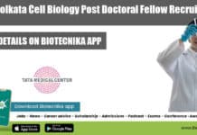 TMC Kolkata Cell Biology Post Doctoral Fellow Recruitment TMC Kolkata Cell Biology