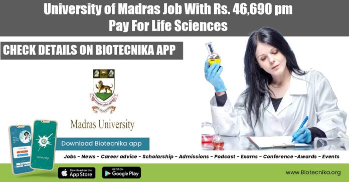 University of Madras Job