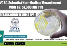 ICMR-VCRC Scientist Non-Medical Recruitment With Rs. 51,000 pm Pay VCRC Job Vacancies 2022