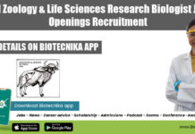 ZSI Zoology & Life Sciences Research Biologist Job Openings Recruitment ZSI Research Biologist Jobs