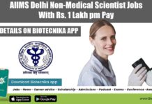 AIIMS Delhi Non-Medical Scientist Jobs With Rs. 1 Lakh pm Pay AIIMS Delhi Jobs Lifesciences