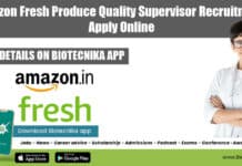 Amazon Fresh Produce Quality Supervisor Recruitment, Apply Online Amazon Fresh Produce Quality