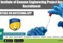 Amity Institute of Genome Engineering Project Assistant Recruitment Amity AIGE Project Assistant