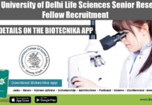 BCAS University of Delhi Life Sciences Senior Research Fellow Recruitment BCAS SRF Life Sciences