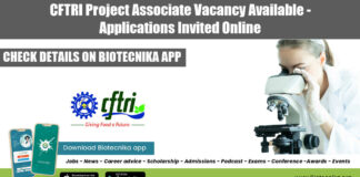 CFTRI Project Associate Post