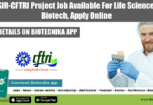 CSIR-CFTRI Project Job Available For Life Science & Biotech, Apply Online CSIR-CFTRI Project Job Available