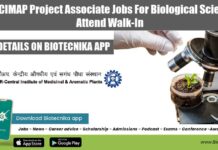 CSIR-CIMAP Project Associate Jobs For Biological Sciences, Attend Walk-In CSIR-CIMAP Vacancies 2022