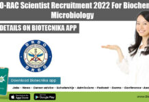 DRDO-RAC Scientist Recruitment 2022 For Biochem & Microbiology DRDO-RAC Scientist Recruitment 2022