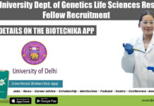 Delhi University Dept. of Genetics Life Sciences Research Fellow Recruitment Delhi University JRF 2022