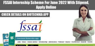 FSSAI Internship 2022 June