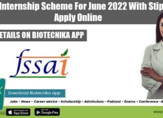 FSSAI Internship 2022 June