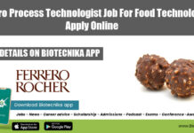 Ferrero Process Technologist Job For Food Technology, Apply Online Ferrero Process Technologist