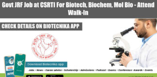 Govt JRF Job at CSRTI