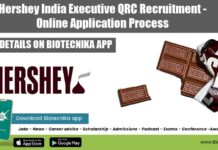 Hershey India Executive QRC Recruitment For Microbiology & Food Tech Hershey Microbiology Job