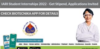 IARI Student Internships 2022