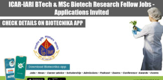 ICAR-IARI BTech Biotech Job