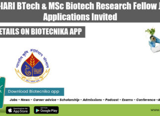 ICAR-IARI BTech Biotech Job