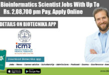 ICMR Bioinformatics Scientist Jobs With Up To Rs. 2,08,700 pm Pay, Apply Online ICMR Bioinformatics Scientist Jobs