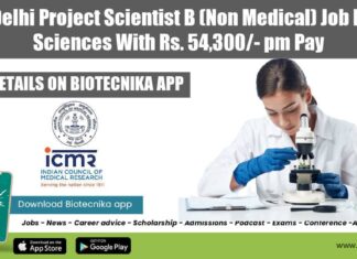 ICMR Delhi Project Scientist Job