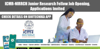 ICMR-NIRRCH Junior Research Fellow