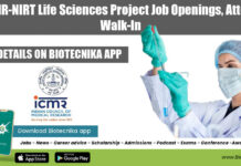 ICMR-NIRT Life Sciences Project Job Openings, Attend Walk-In ICMR-NIRT Life Sciences Project