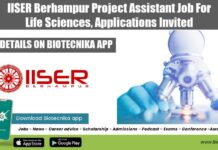 IISER Berhampur Project Assistant Job For Life Sciences, Applications Invited IISER Berhampur Project Assistant