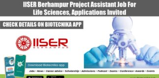 IISER Berhampur Project Assistant