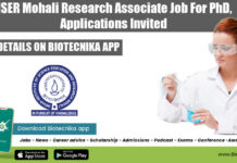 IISER Mohali Research Associate Job For PhD, Applications Invited IISER Mohali Research Vacancy