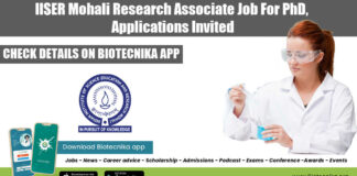 IISER Mohali Research Vacancy