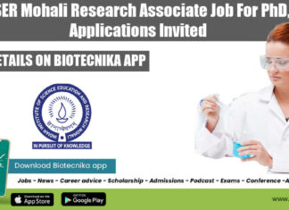 IISER Mohali Research Vacancy