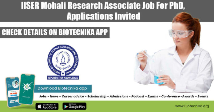 IISER Mohali Research Vacancy