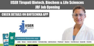 IISER Tirupati JRF Post