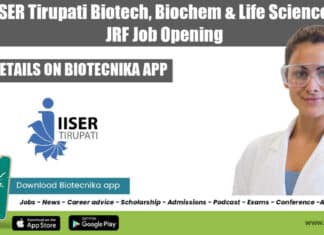IISER Tirupati JRF Post