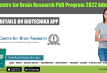 IISc-Centre for Brain Research PhD Program 2022 Admission IISc-CBR PhD Admissions 2022