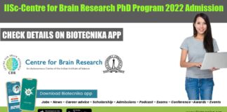 IISc-CBR PhD Admissions 2022
