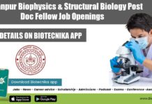 IIT Kanpur Biophysics & Structural Biology Post Doc Fellow Job Openings IIT Kanpur Postdoc Jobs