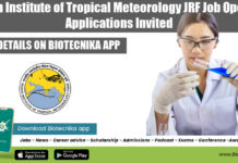 Indian Institute of Tropical Meteorology JRF Job Opening, Applications Invited IITM JRF Jobs 2022