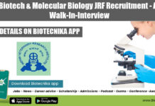 IVRI Biotech & Molecular Biology JRF Recruitment – Attend Walk-In-Interview IVRI Biotech
