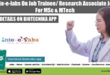 Inte-e-labs On Job Trainee/ Research Associate Job For MSc & MTech Inte-e-labs Trainee Job Opening