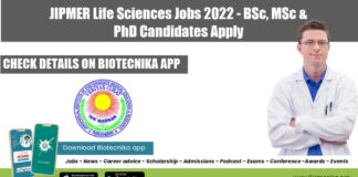 JIPMER Life Sciences Jobs