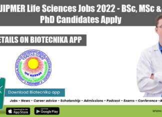 JIPMER Life Sciences Jobs