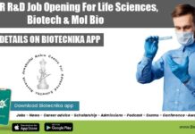 JNCASR R&D Job Opening For Life Sciences, Biotech & Mol Bio JNCASR R&D Job Opening
